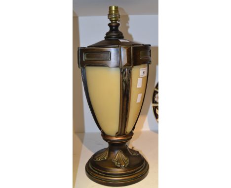 A Art Deco style bronze and marble effect table lamp