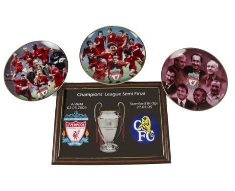 Liverpool FC, eight limited edition plates Treble winners 2001 with certificates ( Dunbury Mint) plus a Champions League semi