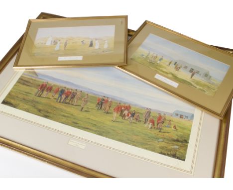 Golf, Westward Ho! Golf Club, three prints - The First Tee, FP Hopkins 31" X 43", pair of prints, ' Ladies Golf 1880 and 'Gol