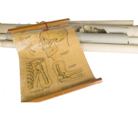 ANNOUNCE THE WWI HOSPITAL CHART IS NO LONGER IN THIS LOTEphemera, a selection vintage posters and charts, some hand drawn, in