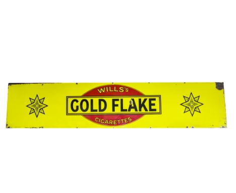Advertising/Tobacco  a Wills "Gold Flake" Cigarette , enamel sign. Bright yellow ground with red black and gold lettering and
