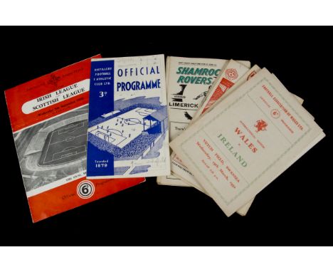 Irish Football, eighteen programmes 1957- 1962 from Distillery, Shamrock Rovers, Shelbourne V Sporting Club Portugal 1962 and