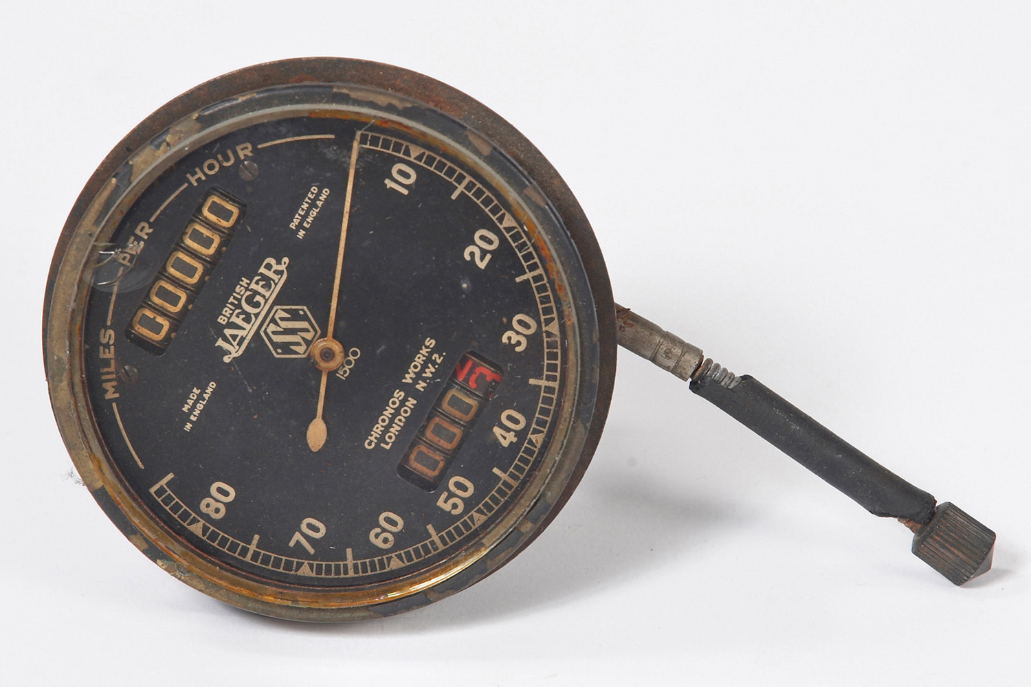 Original Tachometer "British JAEGER", für Jaguar SS 1500, bis 90 mls