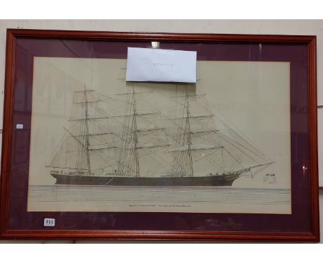 PRINT - RIGGING PLAN OF 'STEELFIELD' BUILT BY HARLAND AND WOLFF