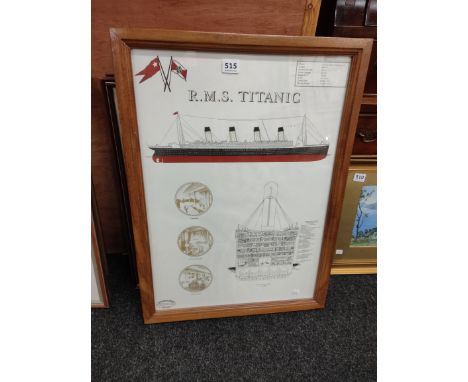 4 WATERCOLOURS AND 1 TITANIC PRINT