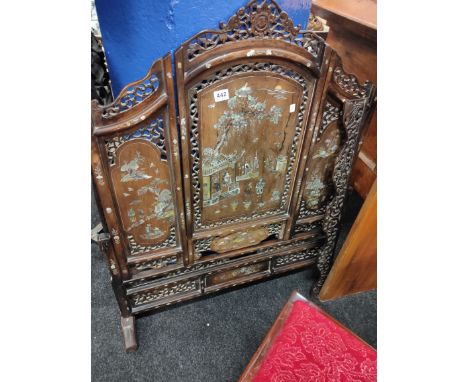 ROSEWOOD MOTHER OF PEARL INLAID FIRESCREEN