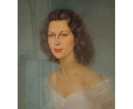 BARRY P DEL 1948 - PASTEL PORTRAIT - 14' X 12'