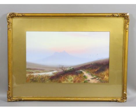 Ben Graham gilt framed gouache picture Heytor Dartmoor, signed.