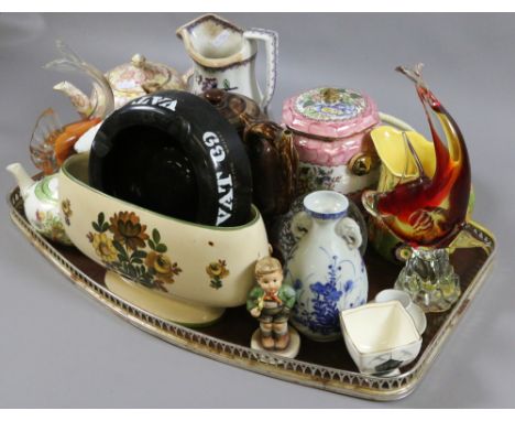 A tray of ceramics and glass including Hummel figures, Royal Winton, Maling and Carltonware, etc.