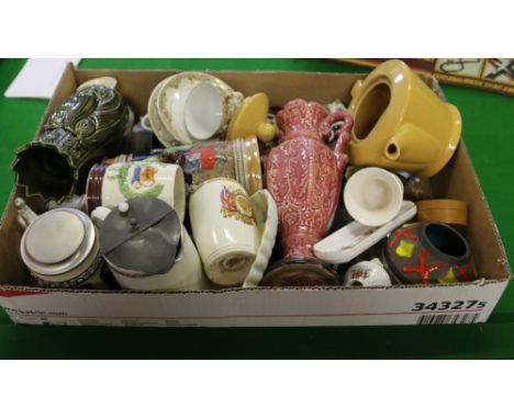A box of miscellaneous ceramics to include Noritake, Radford, art pottery, etc.