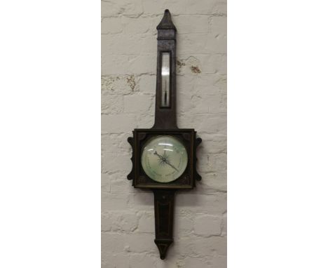 A Regency inlaid mahogany wall barometer.