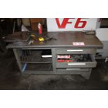 Cabinet & Contents: 60" x 24" Cabinet w/ Mounted 6" Jaw Vise w/ Various Hold Downs, Nuts, Bolts,
