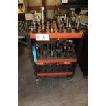Tooling Cart & Contents: 36 CAT40 Tool Holders w/ Various Tooling & Mill Cutters, Boring Bar, Etc.