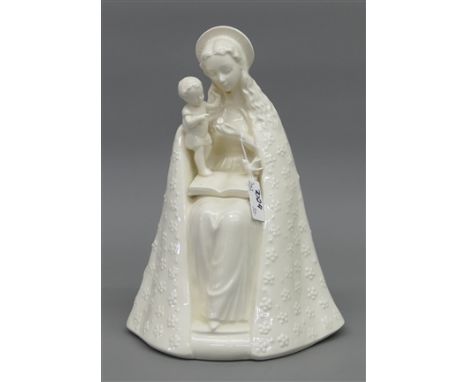 PorzellanfigurManufaktur Goebel, Nr. 10/1, Blumenmadonna mit Kind, weiss, Bodenmarke, h 24 cm, 
