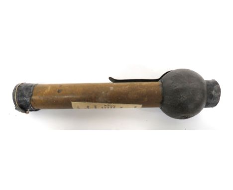 WW1 Inert Austrian/German Stick Ball Grenade cast iron, ball body. &nbsp;Central filling hole. &nbsp;Rear fitted, spring stee