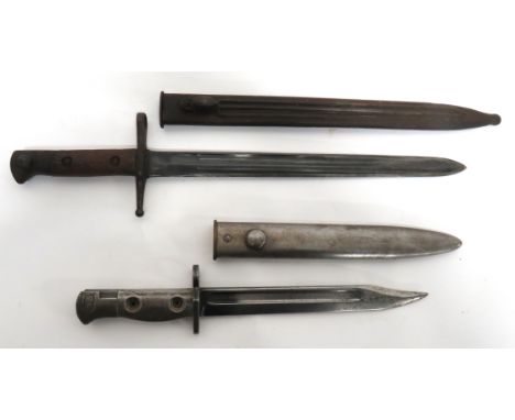 British LIA3 Bayonet And Italian Carcano Bayonet LIA3 bayonet. &nbsp;7 3/4 inch, single edged, clipped point blade with fulle