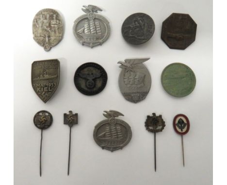 13 x Third Reich Stick Pins And Day Badges stick pins include alloy and painted RAD Member ... White metal plated NSRL Sports