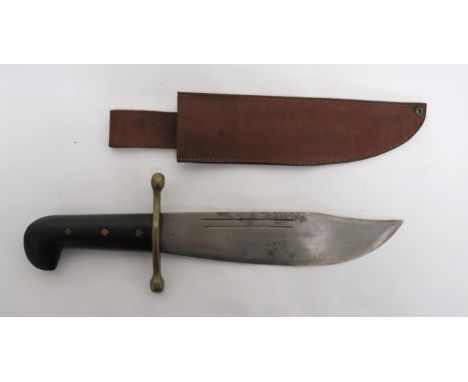 Scarce Australian WW2 V44 Combat Knife 9 1/2 inch, single edged, Bowie blade with clipped point. &nbsp;Two, short, narrow ful