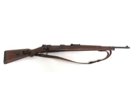 Deactivated Third Reich German K98 Rifle 7.92 mm, 23 3/4 inch, blackened barrel. &nbsp;Front blade sight and rear ladder sigh