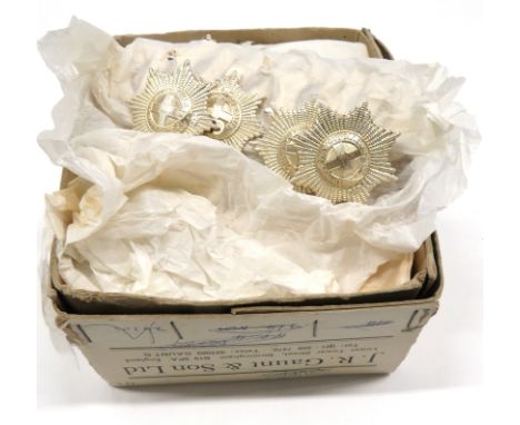 Original Makers Box Of Anodised Coldstream Guards Cap Badges anodised badges on sliders. &nbsp;Contained in J R Gaunt &amp; S