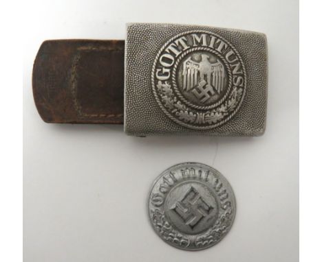 WW2 Third Reich Army Belt Buckle alloy, rectangular, pebbledash buckle with central "Gott Mit Uns" motto circlet and central 