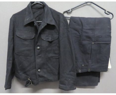WW2 NFS Civil Defence Battle Dress Jacket dark blue/black woollen, single breasted, closed collar, short jacket. &nbsp;Patch 