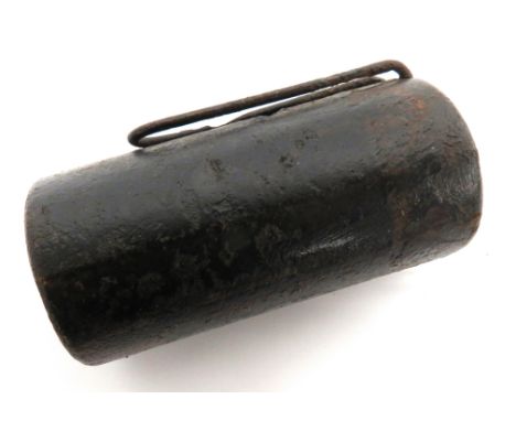 WW1 Inert Austrian Stick Canister Grenade cast iron canister top. &nbsp;Steel wire belt hook. &nbsp;Handle absent. 