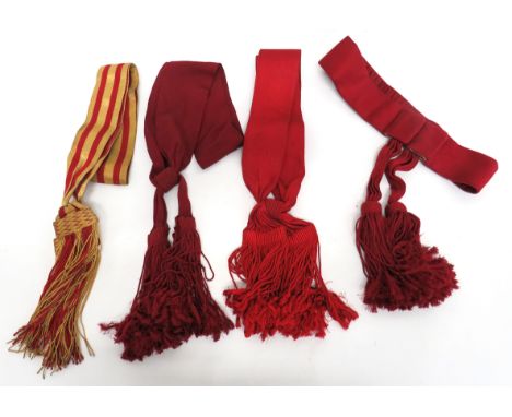 Four Various Dress Sashes And Belt consisting scarlet dress belt with hidden buckle. &nbsp;Two hanging tassels ... 2 x scarle