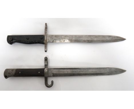 Austrian M1888 NCO's Bayonet And Turkish Ersatz Bayonet 7 3/4 inch, single edged blade with wide fuller. &nbsp;Forte with mak