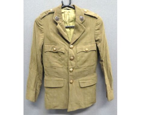 WW2 Utility Pattern ATS Service Dress Tunic khaki, single breasted, open collar tunic. &nbsp;Patch chest pockets with buttone