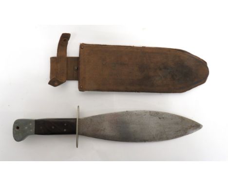 Rare British Commando Forces Smatchet&nbsp; 10 3/4 inch, single edged, bulbous blade with back edge sharpened point. &nbsp;La