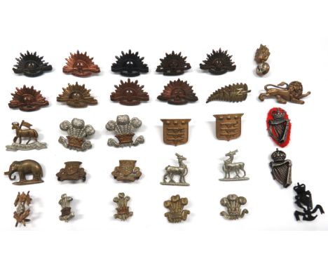 30 x British And Commonwealth Collar Badges including brass NZ fern ... Brass KC Australian Commonwealth Military Forces ... 