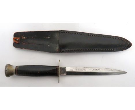 Commercial Commando Pattern Knife 6 inch, double edged blade. &nbsp;Forte stamped "Milbro Kampa. Made In Sheffield England". 