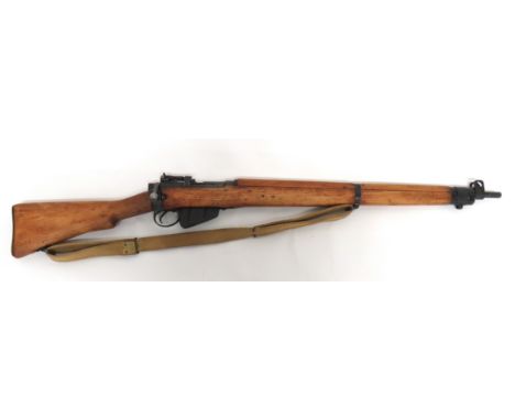 Deactivated Enfield Long Branch No 4 Rifle .303, 25 1/4 inch, blackened barrel. &nbsp;Front sight with protective ears. &nbsp