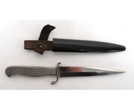 WW1 Imperial German Trench Knife 5 3/4 inch, single edged blade with sharpened back edge point. &nbsp;Steel, turn up quillon 