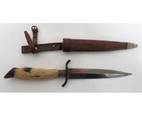 WW1/WW2 German Trench Knife 5 3/4 inch, single edged blade. &nbsp;Steel, S shape crossguard. &nbsp;Steel ferrule. &nbsp;Deer 