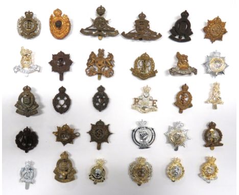 30 x Corps Cap Badges including bi-metal KC Royal Army Veterinary Corps ... Silvered and gilt KC RAPC ... Plastic economy KC 