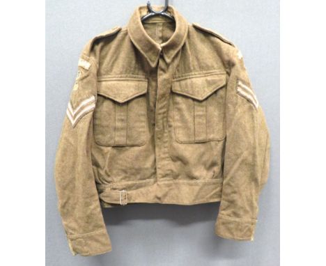 WW2 Home Guard Worcester 1937 Battledress Jacket khaki woollen, single breasted, closed collar, short jacket. &nbsp;Lower ext