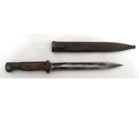 Pre WW2 German K98 Matching Serial Number Bayonet 9 1/4 inch, single edged blade with fuller. &nbsp;The forte with maker "Ber