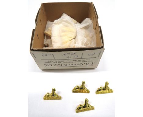 Original Maker's Box Of Brass Sphinx Collar Badges brass sphinx over Egypt tablet. &nbsp;Contained in &nbsp;J R Gaunt &amp; S