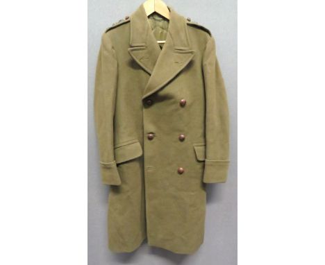 Attributed Grenadier Guards (Armoured) Captain's Warm Greatcoat heavy, woollen khaki, double breasted, open collar greatcoat.