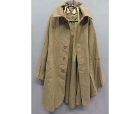 Scarce Home Guard Woollen Cape khaki woollen, sleeveless cape. &nbsp;Large fold over collar. &nbsp;The front fastened by five