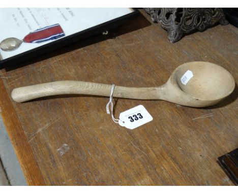 A Carved Wooden "Cawl" Ladle