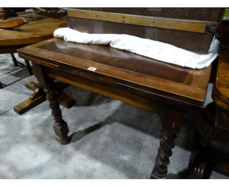 A Polished Draw Leaf Dining Table, Together With A Dome Topped Trunk