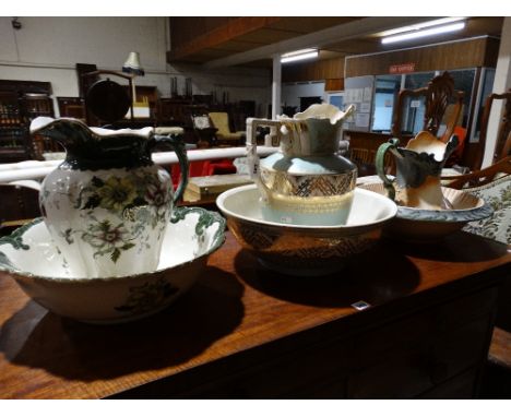 Three Staffordshire Pottery Jug &amp; Basin Sets