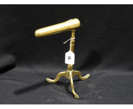 A 19th Century Brass Tripod Goffering Iron, 10" High