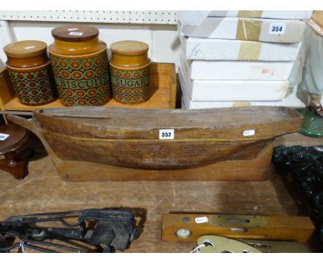 A Wooden Model Yacht Hull, 27" Long