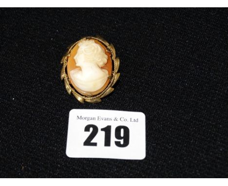 A Shell Cameo Portrait Brooch Within A 9ct Gold Frame