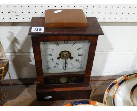 An Edwardian Period Square Dial Mantel Clock, Together With A Wooden Novelty Cigarette Case