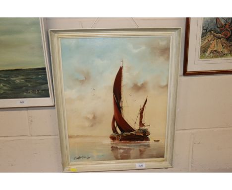 K. Duff Godfrey, oil on board of a sailing vessel